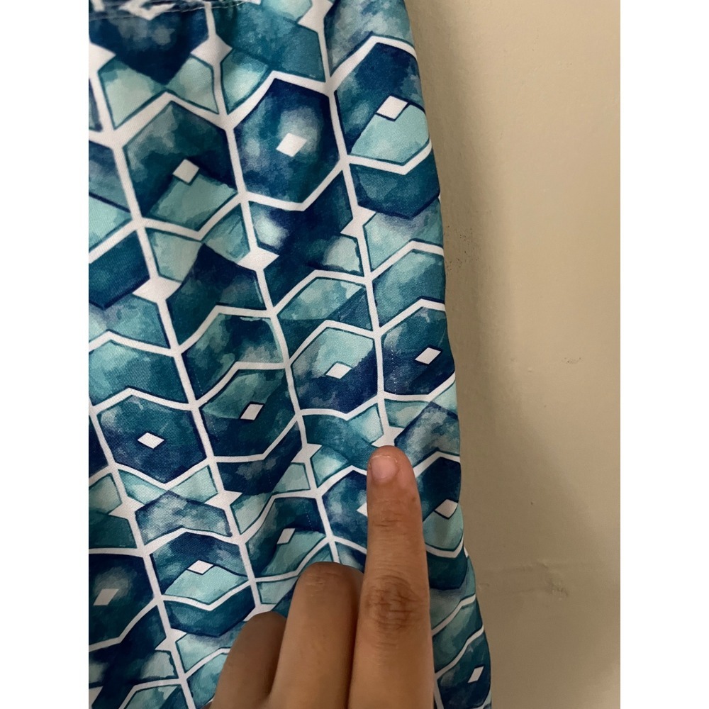 Spicy Tuna Mens Blue Geometric Hexagon Print Swim Trunks Mesh Lined Small - Picture 6 of 8